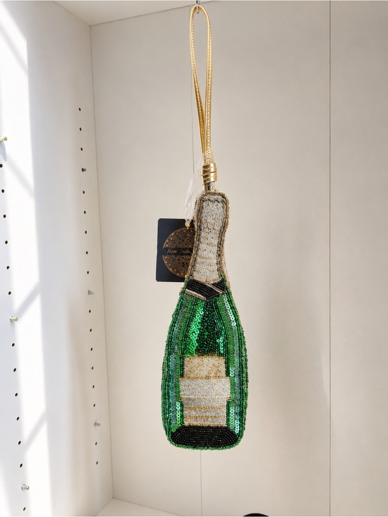 Handcrafted in India Handbags - Champagne Bottle Beaded Wristlet/Clutch – Handcrafted in India ✨🍾